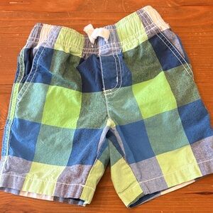 Excellent condition Gymboree Blue and Green Plaid Kids Shorts size 18-24 months